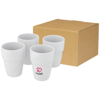 Staki sett i 4 deler 280 ml stabelbare krus i gavesett