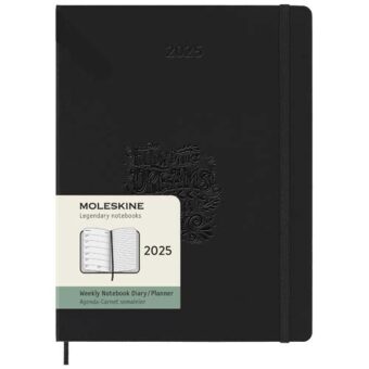 Moleskine 12 måneders ukeskalender ekstra stor, hardt omslag