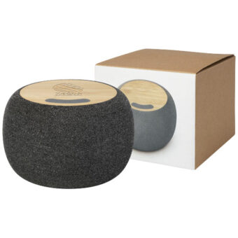 Ecofiber bambus/RPET Bluetooth® høyttaler og trådløs ladematte