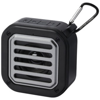 Solo 3 W IPX5 solcelle Bluetooth® høyttaler av RCS resirkulert plast med karabinkrok