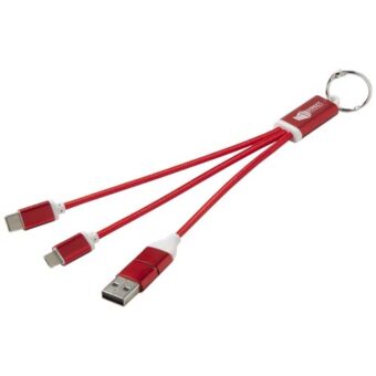 Metal 4-i-1 ladekabel med nøkkelring av resirkulert aluminium