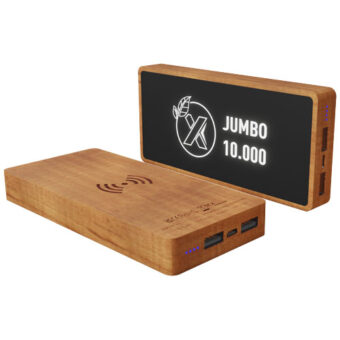 SCX.design P46 10 000 mAh mobillader i tre med lysende logo