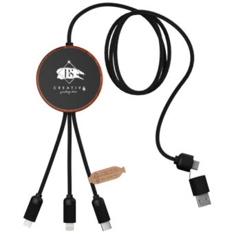 SCX.design C40 5-i-1 rPET ladekabel med lysende logo og 10 W ladeplate
